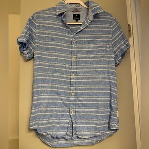 ✅ Ben Sherman Light Blue and White Striped Casual Polo Shirt